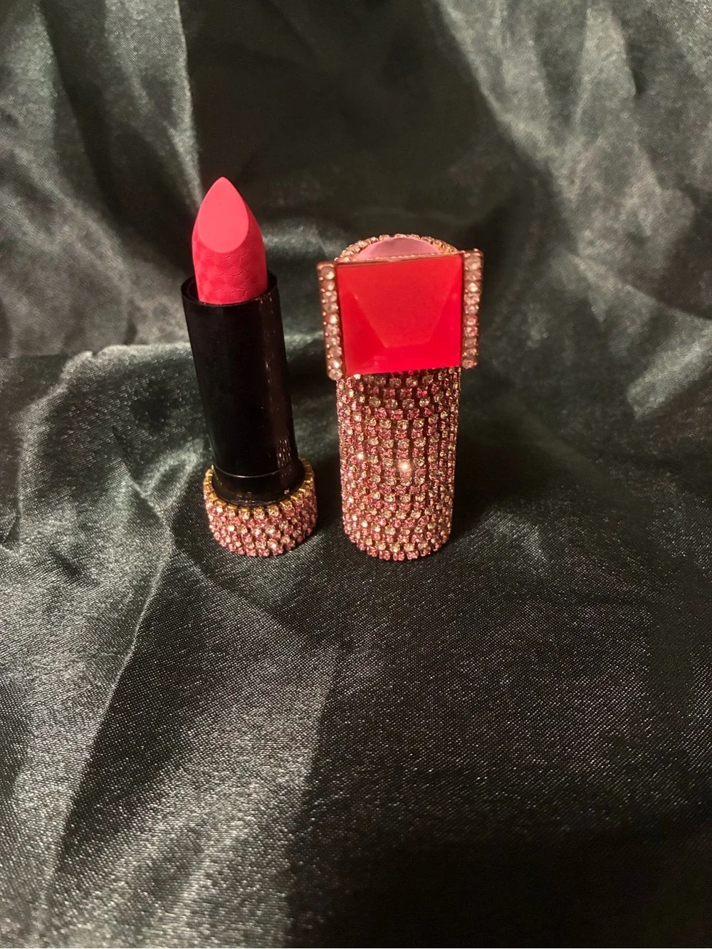 Rhinestone Pink lipstick made by me.
